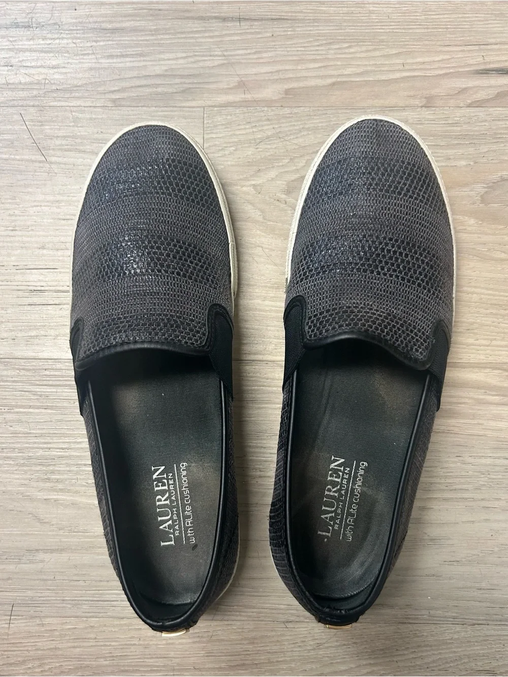 Ralph Lauren Shoes Womens 8.5B Jinny Slip On Flats Sneakers Black Casual Comfort